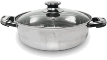 Fondue pot with lid, 2 compartments