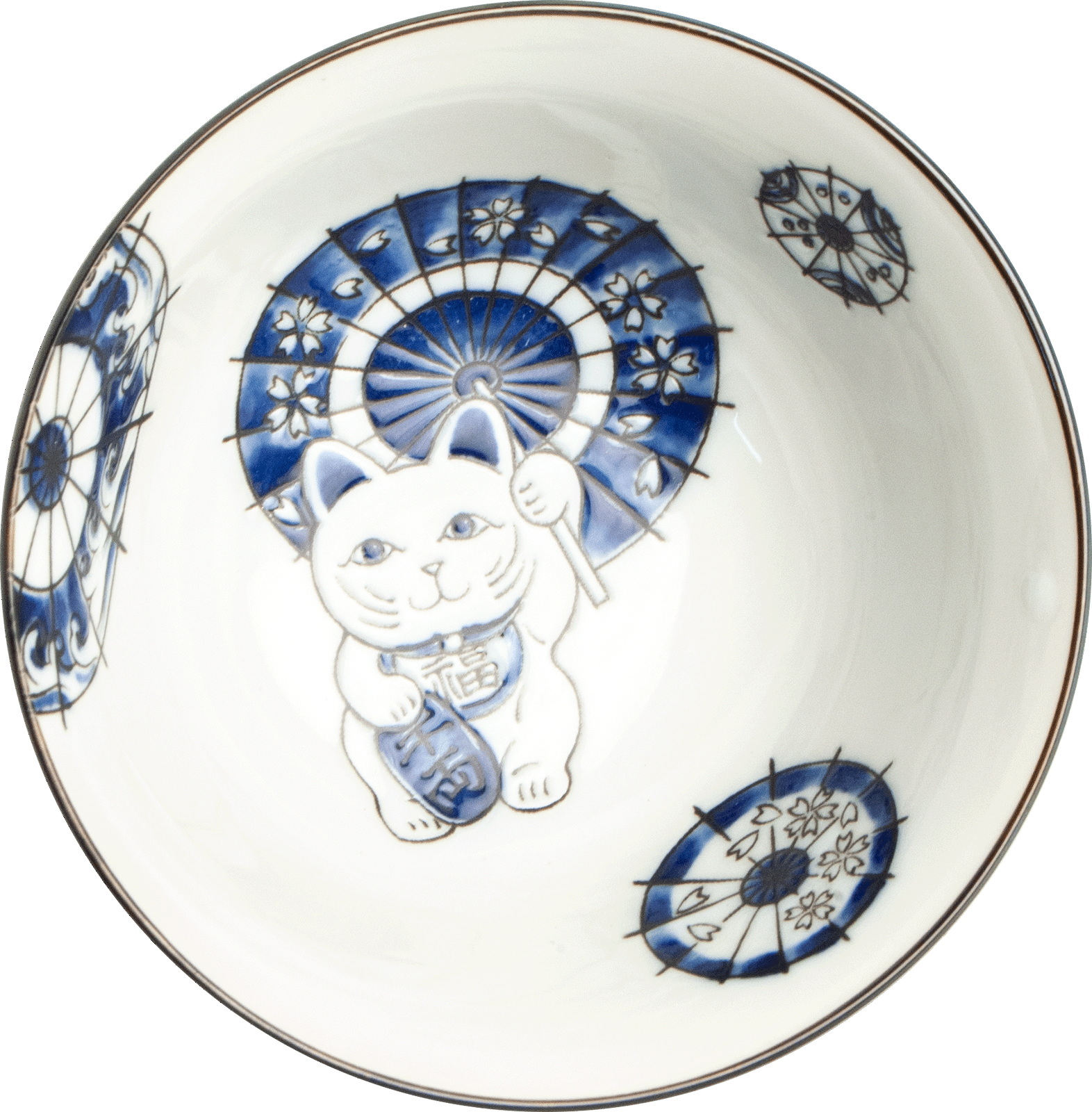 Kom Gelukskat blauw 1