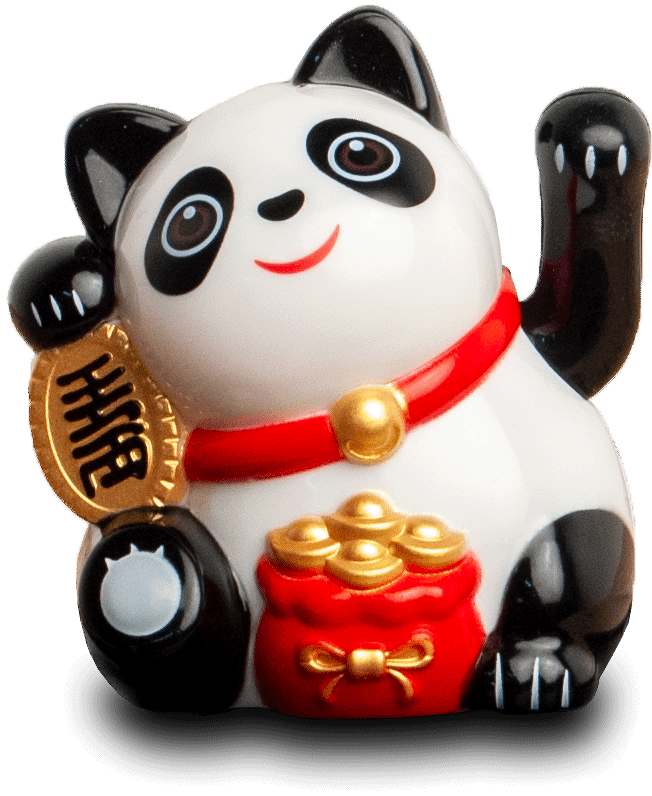 Panda met goudpot Solar Ogen geopend 0